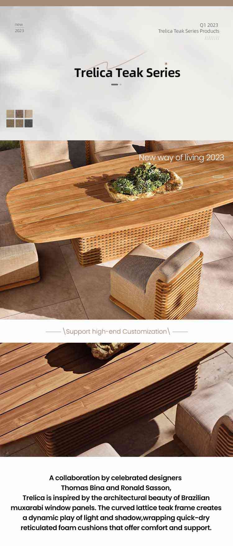 Outdoor Teak Rectangular Dining Table