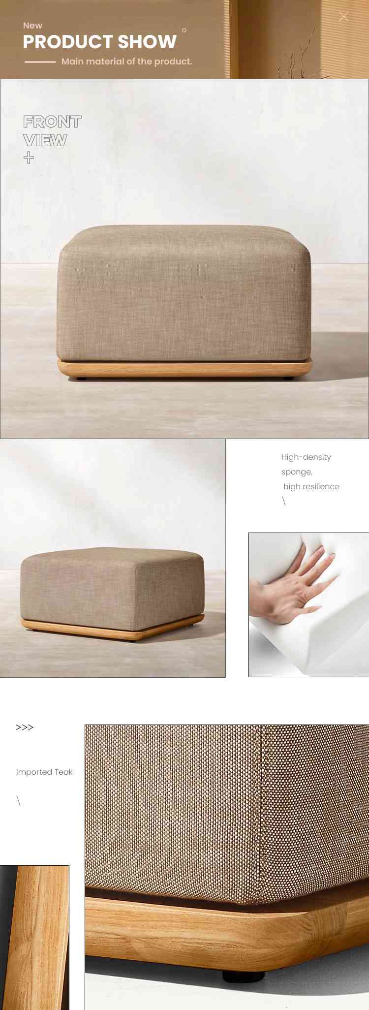 garden waterproof teak ottoman